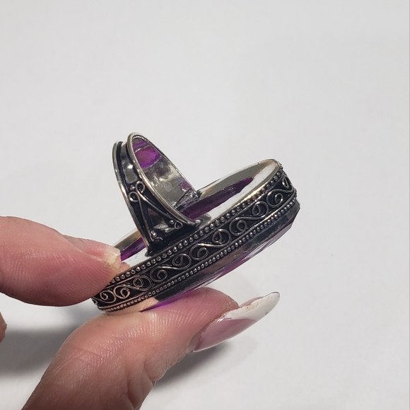 Rubellite ring, 925 silver pink rubellite vintage ring - Picture 7 of 12